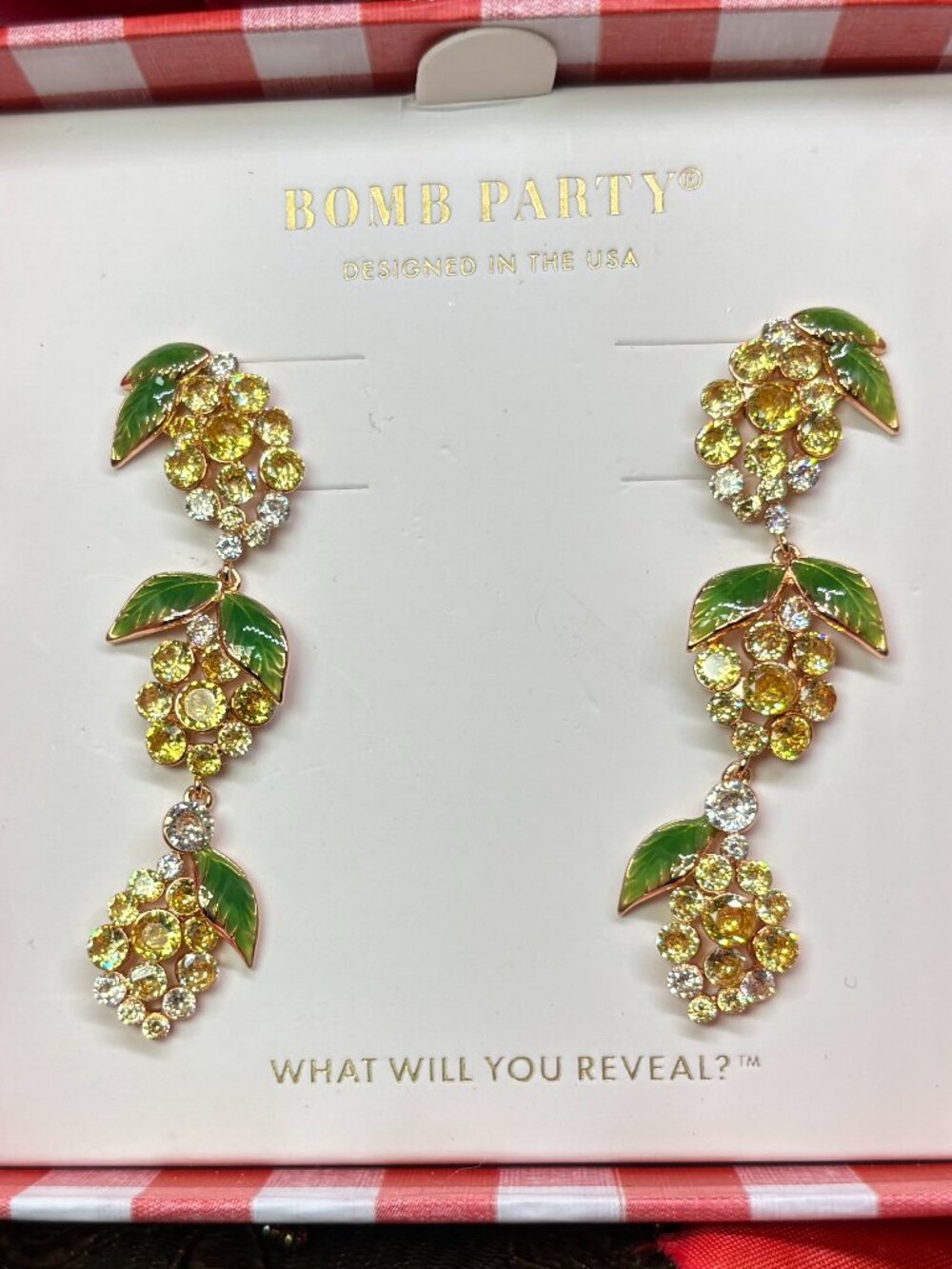 Bomb Party "Meet You In The Summer" Market Fresh White Grape Drop Earrings
